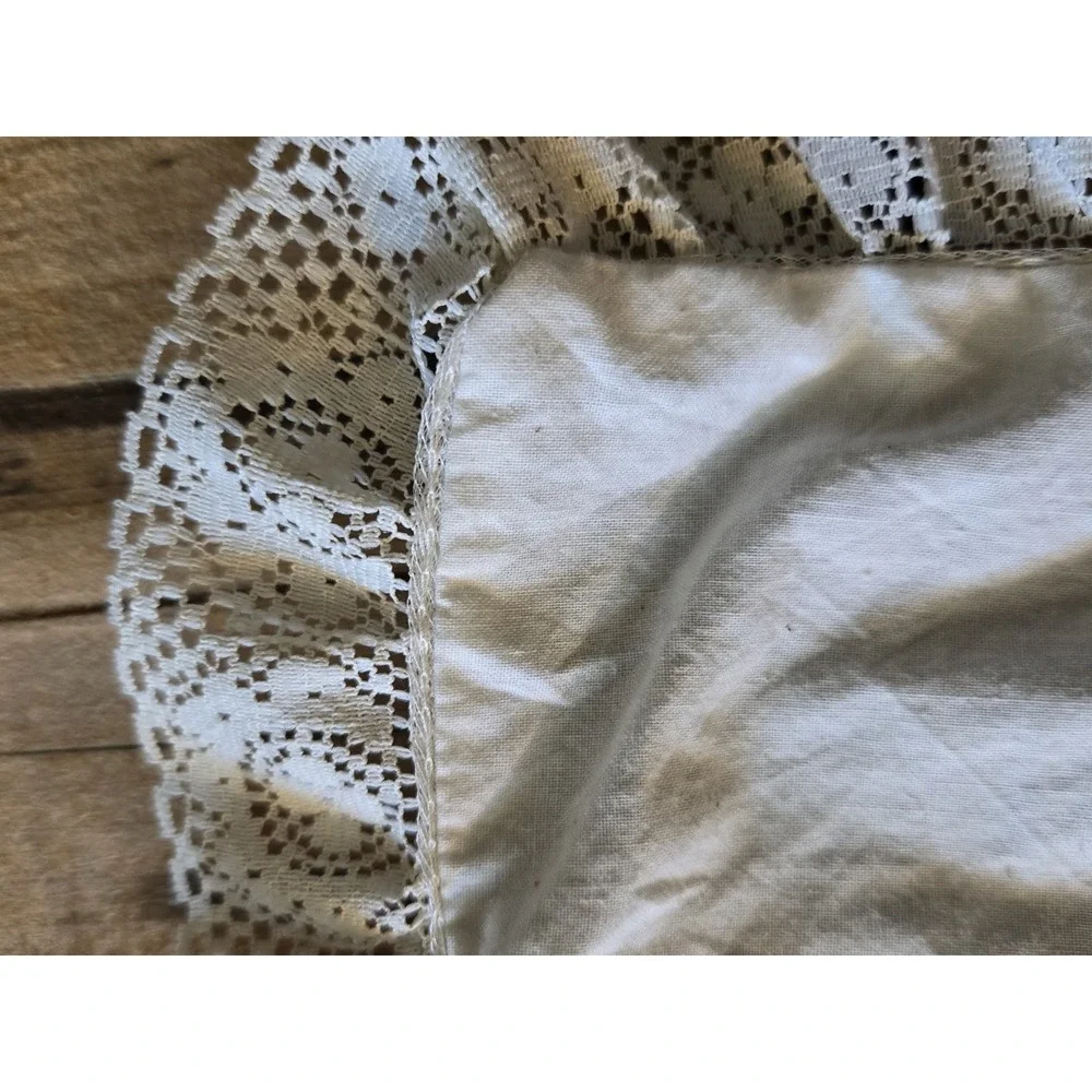 Vintage Handmade Bonnet Girl Pillow Cover Lace Ruffle Cottagecore Folk Art